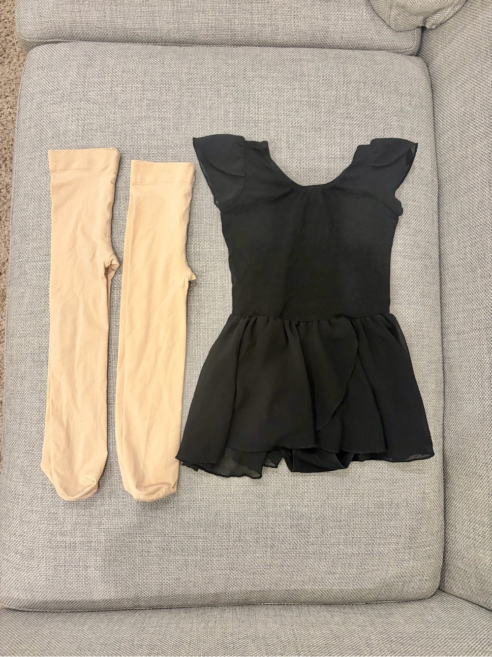 Black Skirted Ballet Leotard w/ Snaps and Tights Bundle, 2-3T